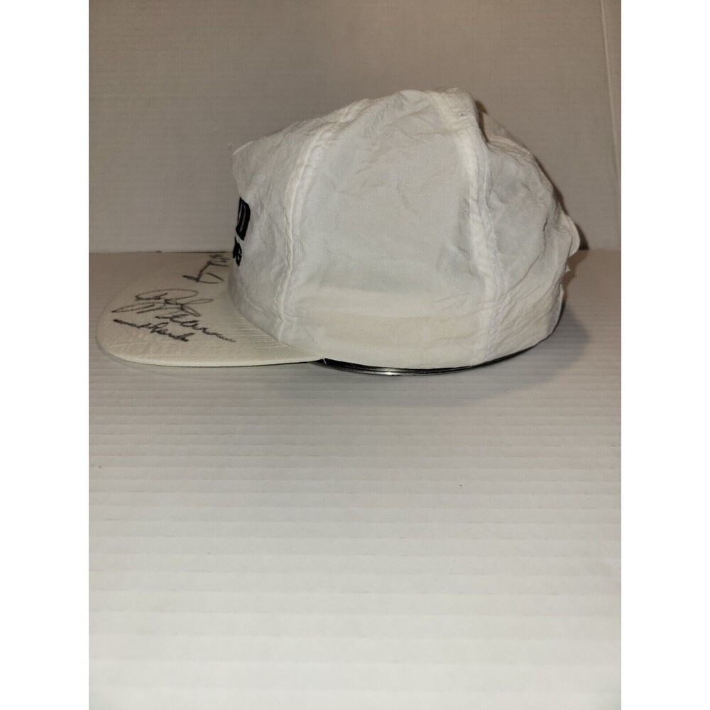 Vintage MOBIL 1 RACING White Snapback Hat Nylon Autographed Race Car Drivers?‎ - Picture 3 of 7